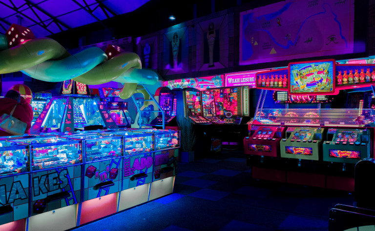 arcade with lights