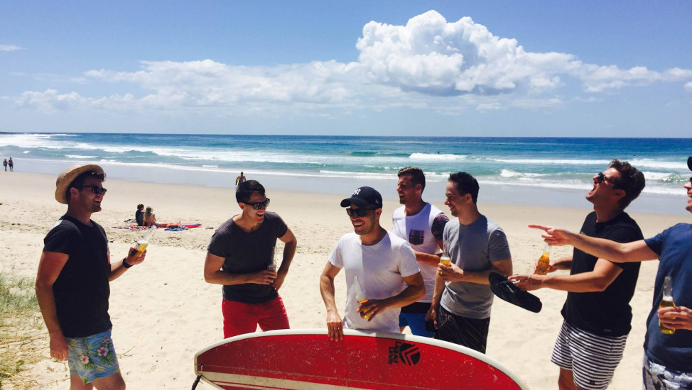 lads surfing